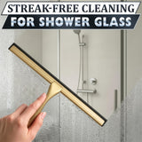 12 Inch Shower Door Squeegee - Gold Squeegee for Shower Glass with Stainless Steel Body, Silicone Blade, Adhesive & Hanging Hooks for Streak-Free Mirror, Tile, Window, Bathroom, Car, Everyday Home Use