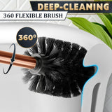 Bronze Toilet Brush and Holder Set - Upgrade Your Bathroom in Seconds - Rust Resistant Stainless Steel Toilet Bowl Brush and Holder with Replaceable Head, Removable Inner Bowl & Splash Guard Cover
