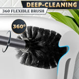 Graphite Metallic Stainless Steel Toilet Brush and Holder Set - Toilet Bowl Brush and Holder with Splash Cover, Sturdy Bristles, Corrosion & Scratch Resistant - Elegant Design, Effective Deep Cleaning