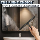 12 Inch Shower Door Squeegee - Black Shower Squeegee for Streak-Free Bathroom Glass - Stainless Steel Cleaner with Silicone Blade, Adhesive & Hanging Hooks for Mirror, Tile, Window, Car, Everyday Use