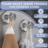 Silver Shower Hooks - 4 Pcs Suction Cup Hooks for Shower, Kitchen, Glass Door, Mirror, Tile, Suction Towel Hook for Loofah, Bath Robe, Towel - 11Lbs Max Load, Easy Mounting, Removable, Rust Resistant