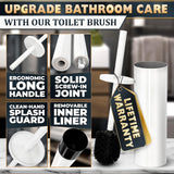Stainless Steel Toilet Brush and Holder Set White - Long Handle Toilet Bowl Cleaner Brush and Holder - Removable Inner Liner, Shiny Design, Splash Protection & Dense Bristles for Bathroom Cleaning