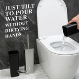 Toilet Brush with Square Holder - Toilet Brush and Holder Set Silver, Stainless Steel Handle with Splash Shield, Replaceable Head and Removable Inner Cup - Freestanding Bathroom Toilet Cleaning Set