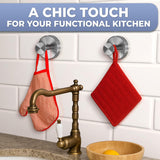 Silver Shower Hooks - 4 Pcs Suction Cup Hooks for Shower, Kitchen, Glass Door, Mirror, Tile, Suction Towel Hook for Loofah, Bath Robe, Towel - 11Lbs Max Load, Easy Mounting, Removable, Rust Resistant