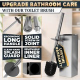 Silver Toilet Brush and Holder Set Stainless Steel – Square Design Toilet Bowl Brush and Holder, Rust, Corrosion & Scratch Resistant with Splash Protection, for Efficient Cleaning and Neat Storage