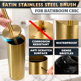 Gold Toilet Brush and Holder Set — Stainless Steel, Brushed Gold