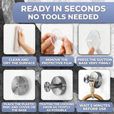 Silver Shower Hooks - 2Pcs Suction Cup Hooks for Shower, Kitchen, Glass Door, Mirror, Tile, 11Lbs Max Load, Easy Mounting, Removable, Rust Resistant - Suction Towel Hook for Loofah, Bath Robe, Towel