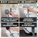 Graphite Metallic Stainless Steel Toilet Brush and Holder Set - Toilet Bowl Brush and Holder with Splash Cover, Sturdy Bristles, Corrosion & Scratch Resistant - Elegant Design, Effective Deep Cleaning