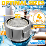 4Pcs Bathroom Faucet Aerator Replacement Set 15/16" 24mm, 2.2 GPM - Leak-Proof & Water-Saving Faucet Aerators, Rust-Resistant Bathroom Sink Aerator Replacement - Kitchen Sink Aerators, Male Connector