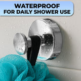 Chrome Shower Hooks – 2 Pcs Easy to Install Chrome Suction Cup Hooks for Shower, Tile, Mirror, Kitchen, Glass, Suction Towel Hook for Robe, Towel, Loofah - 11Lbs Max Load, Removable, Rust Resistant