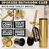 Gold Toilet Brush and Holder Set — Stainless Steel, Brushed Gold