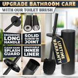 Matte Black Toilet Brush and Holder Set - Stainless Steel Toilet Brush with Holder, Removable Inner Bowl, Replaceable Head, Anti-Splash Guard and Flexible Bristles for Effective Bathroom Cleaning