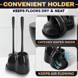 2-in-1 Black Toilet Brush and Plunger Set with Holder – Compact Bathroom Cleaning Combo, Strong Rubber Plunger & Stiff Bristle Brush, Space-Saving Stand, Fits Most Standard Toilets, 9.3×6.3×15.2 inch
