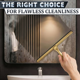 14 Inch Shower Door Squeegee - Gold Squeegee for Shower Glass with Stainless Steel Body, Silicone Blade, Adhesive & Hanging Hooks for Streak-Free Mirror, Tile, Window, Bathroom, Car, Everyday Home Use