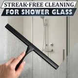 12 Inch Shower Door Squeegee - Black Shower Squeegee for Streak-Free Bathroom Glass - Stainless Steel Cleaner with Silicone Blade, Adhesive & Hanging Hooks for Mirror, Tile, Window, Car, Everyday Use