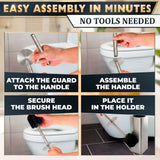 Silver Toilet Brush and Holder Set - Upgrade Your Bathroom in Seconds - Stainless Steel Toilet Bowl Brush and Holder with 2 Rounded Corners, Replaceable Head, Removable Inner Bowl & Splash Guard Cover