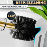 Stainless Steel Toilet Brush and Holder Set Gold & Square Design - Corrosion and Scratch-Resistant Gold Toilet Brush and Holder Set with Splash Protection - for Deep & Effective Bathroom Cleaning