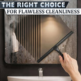 14 Inch Shower Door Squeegee - Black Shower Squeegee for Streak-Free Bathroom Glass - Stainless Steel Cleaner with Silicone Blade, Adhesive & Hanging Hooks for Mirror, Tile, Window, Car, Everyday Use