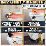 Stainless Steel Toilet Brush and Holder Set Gold & Square Design - Corrosion and Scratch-Resistant Gold Toilet Brush and Holder Set with Splash Protection - for Deep & Effective Bathroom Cleaning