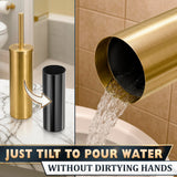 Gold Toilet Brush and Holder Set — Stainless Steel, Brushed Gold