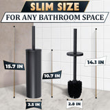 Matte Black Toilet Brush and Holder Set - Stainless Steel Toilet Brush with Holder, Removable Inner Bowl, Replaceable Head, Anti-Splash Guard and Flexible Bristles for Effective Bathroom Cleaning