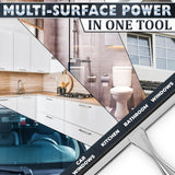 10" Silver Shower Door Squeegee - Stainless Steel Shower Squeegee for Streak-Free Bathroom Glass with Silicone Blade, Adhesive & Hanging Hooks for Mirror, Tile, Window, Car, Multi-Surface Everyday Use