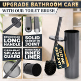 Graphite Metallic Stainless Steel Toilet Brush and Holder Set - Toilet Bowl Brush and Holder with Splash Cover, Sturdy Bristles, Corrosion & Scratch Resistant - Elegant Design, Effective Deep Cleaning