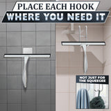 10" Silver Shower Door Squeegee - Stainless Steel Shower Squeegee for Streak-Free Bathroom Glass with Silicone Blade, Adhesive & Hanging Hooks for Mirror, Tile, Window, Car, Multi-Surface Everyday Use