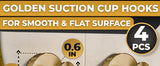 Gold Shower Hooks - 4 Pcs Easy to Install Rustproof Gold Suction Cup Hooks for Shower, Kitchen, Glass Door, Mirror, Tile, Suction Towel Hook with 11Lbs Load Capacity for Loofah, Towel, Bath Robe